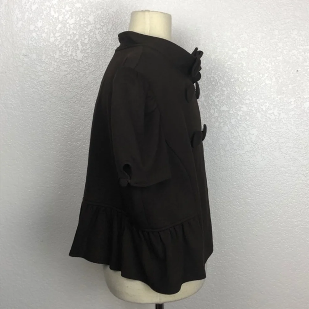 A B S Collection Brown Button Down Blouse Size 12 - Picture 2 of 7